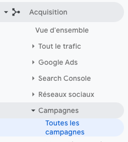 Acquisition dans google analytics